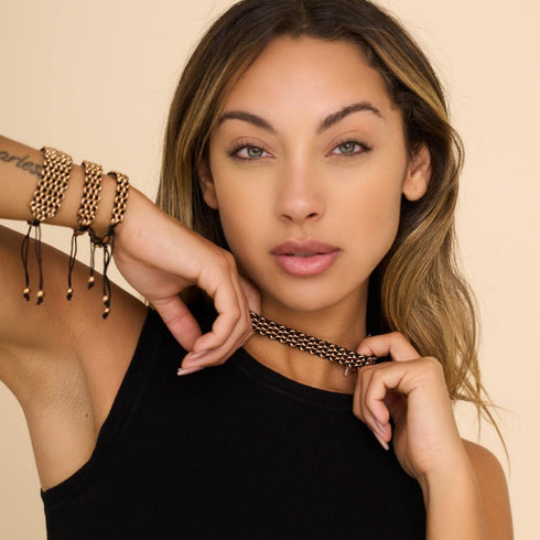 Noir x Or Rose | Liens Kismet | Collier ras du cou